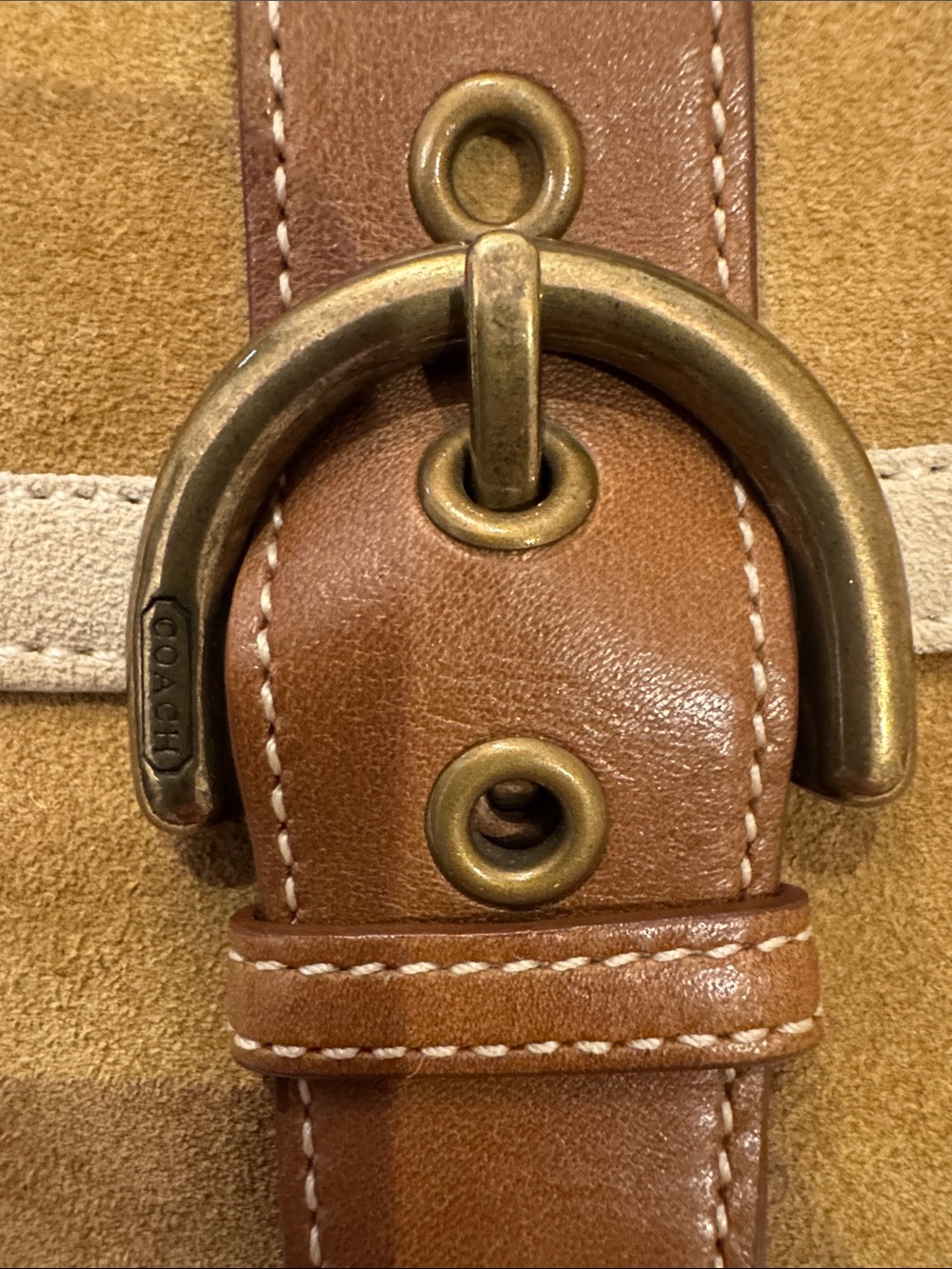 Coach soho Suede Wristlet Clutch in Tan and Brown Leather Trim - Picture 3 of 8